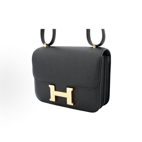 HERMES爱⻢仕 Constance Mini 19 ⾦扣 ⼥款 89 Noir ⿊⾊